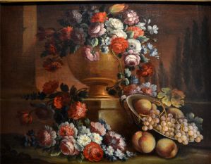 MICHELE ANTONIO RAPOS (Turin, 1733-1819) Stillleben mit Früchten und Blumen   VERKAUFT